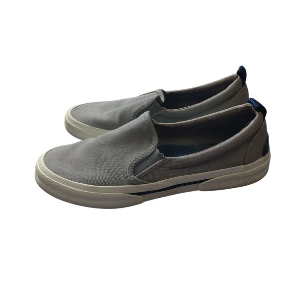 SPERRY  Women`s Size 6.5 Pier Wave Twin Gore Gray Canvas Slip On Shoes STS 85780 - Picture 1 of 5